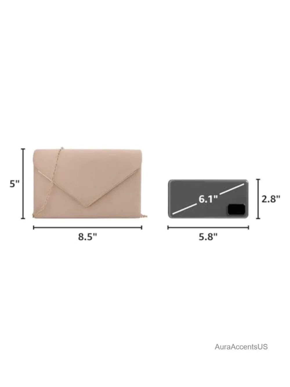 Faux Suede Clutch Purse with Detachable Chain Evening Shoulder Bag Women